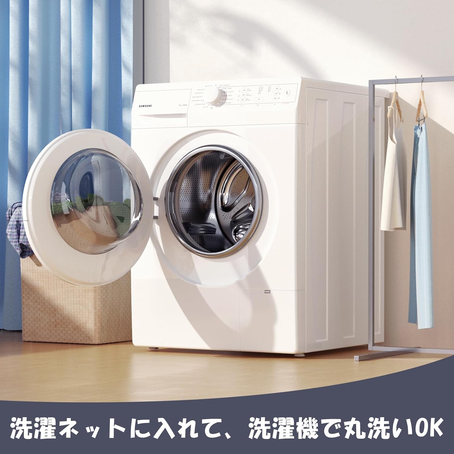 AooHome シャワーカーテン 防水防カビ 150cm丈 防水防カビ 目隠し 断熱 お風呂カーテン 速乾 間仕切り 高密度生地 ユニットバス 浴室 花柄 リング付き 取付簡単 - 画像 (8)