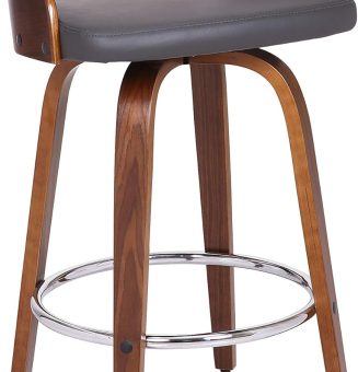 アルメンリビング(Armen Living) Barチェア バースツール ブラウン/ウォールナット フェイクレザー 座面高さ76.2cm Vienna モダン スタイリッシュ レザー調 おしゃれ ミニマル 都会的 洗練 スリム マットブラック 職人技 ソリッド 存在感 モノトーン【日本正規輸入品】