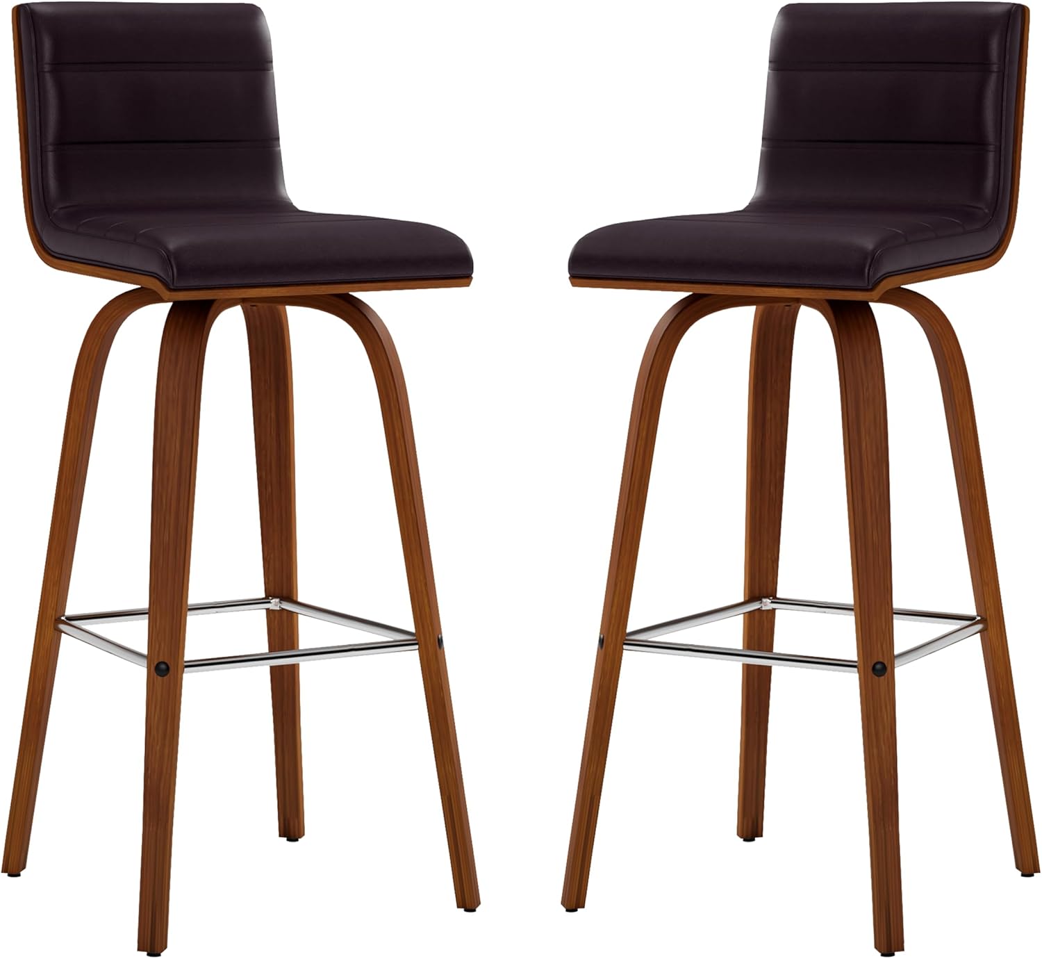 アルメンリビング(Armen Living) Barチェア バースツール ブラウン/ウォールナット フェイクレザー 座面高さ76.2cm Vienna モダン スタイリッシュ レザー調 おしゃれ ミニマル 都会的 洗練 スリム マットブラック 職人技 ソリッド 存在感 モノトーン【日本正規輸入品】 - 画像 (11)