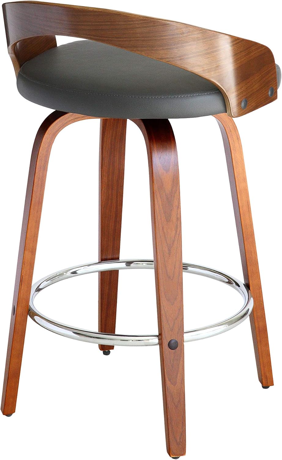アルメンリビング(Armen Living) Barチェア バースツール ブラウン/ウォールナット フェイクレザー 座面高さ76.2cm Vienna モダン スタイリッシュ レザー調 おしゃれ ミニマル 都会的 洗練 スリム マットブラック 職人技 ソリッド 存在感 モノトーン【日本正規輸入品】 - 画像 (8)