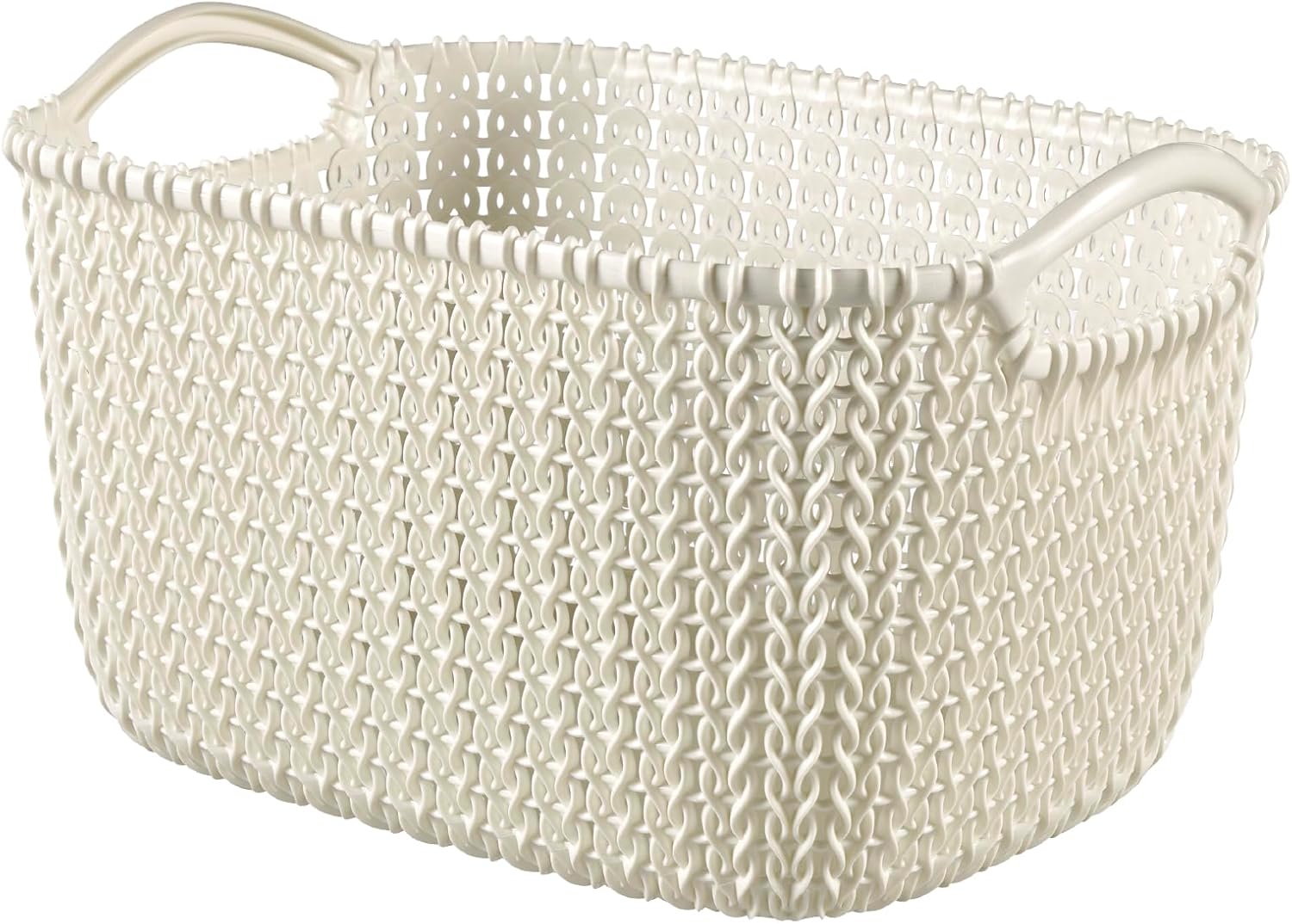 CURVER(カーバー) Knit(ニット) スクエアバスケット 8L ホワイト | かご トレー 書類ケース 小物収納 リサイクルプラスチック製 北欧 お手入れ簡単 CV-009